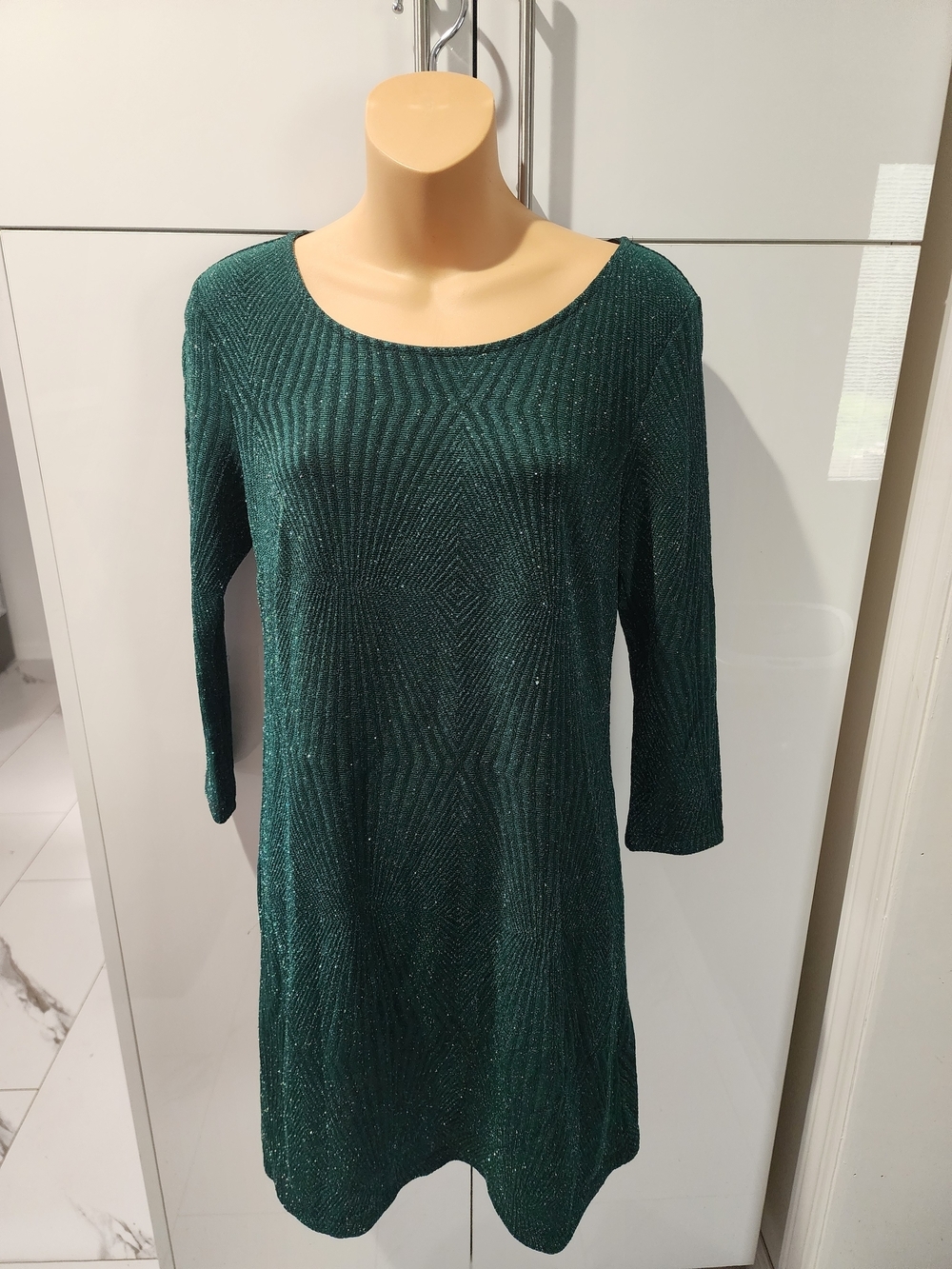 Trixxi Emerald Green Sparkle Knit Long-Sleeve Dress